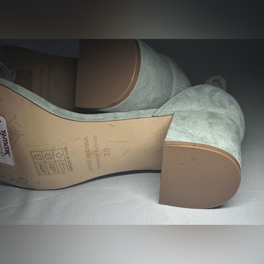 Free People Women's Suede Heels - Light green Size 8 - Picture 7 of 9